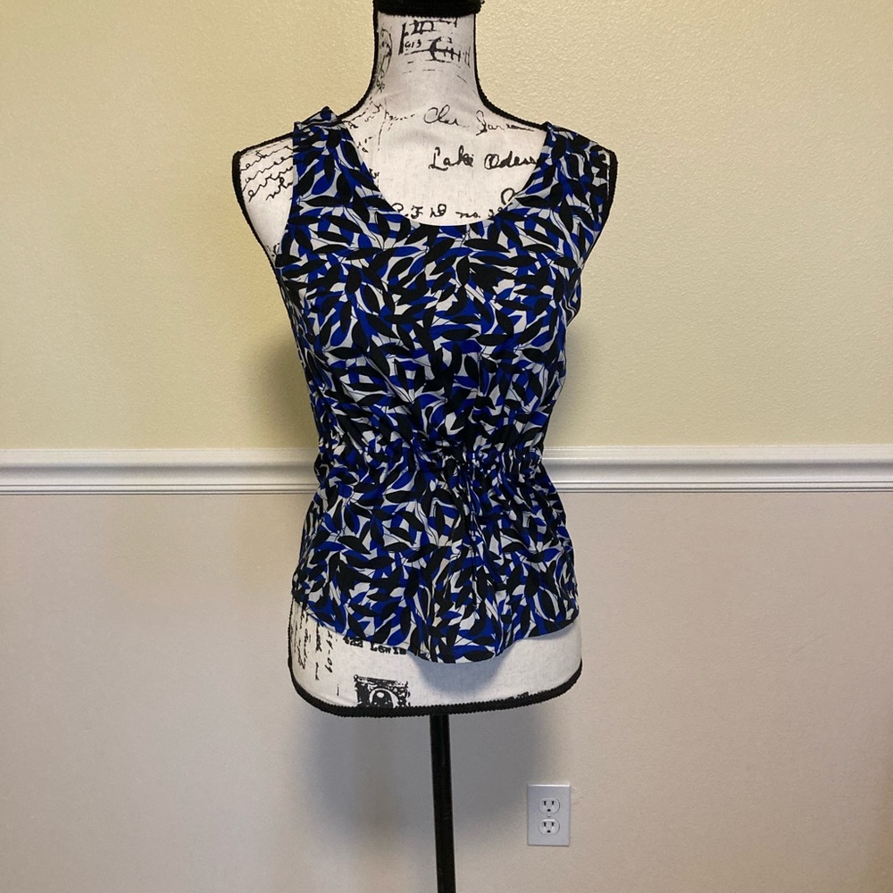 BANANA REPUBLIC BLUE & BLACK PATTERNED BLOUSE TOP